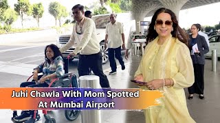 Juhi Chawla With Mom Spotted At Mumbai Airport