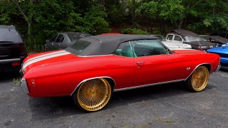 WhipAddict: Red LSA 71' Chevelle Convertible Gets All Gold Ds, Ross's Black 71' Donk Gets Gold Trim