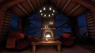 Cozy Cabin with Thunderstorm Sounds for 12 Hours | Rain & Thunder & Fireplace to Sleep, Relax, Study