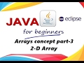java | arrays in java part- 3: two-dimensional array(2-D ) declaration,creation and initialization