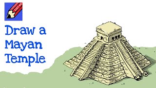 Draw a Mayan Pyramid Temple - Chichen Itza - Real Easy