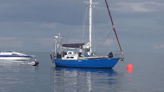 Zed Yago in Red Bay Cushendall, Summer 2024. Visitor from Lemmer, NL. Single-handed sailor.