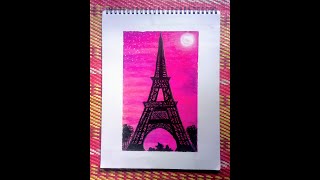 How to Draw using Oil Pastel/Easy oil Pastel Painting/Eiffel tower