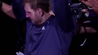 Dirk Nowitzki in tears as spurs play a TRIBUTE video for him