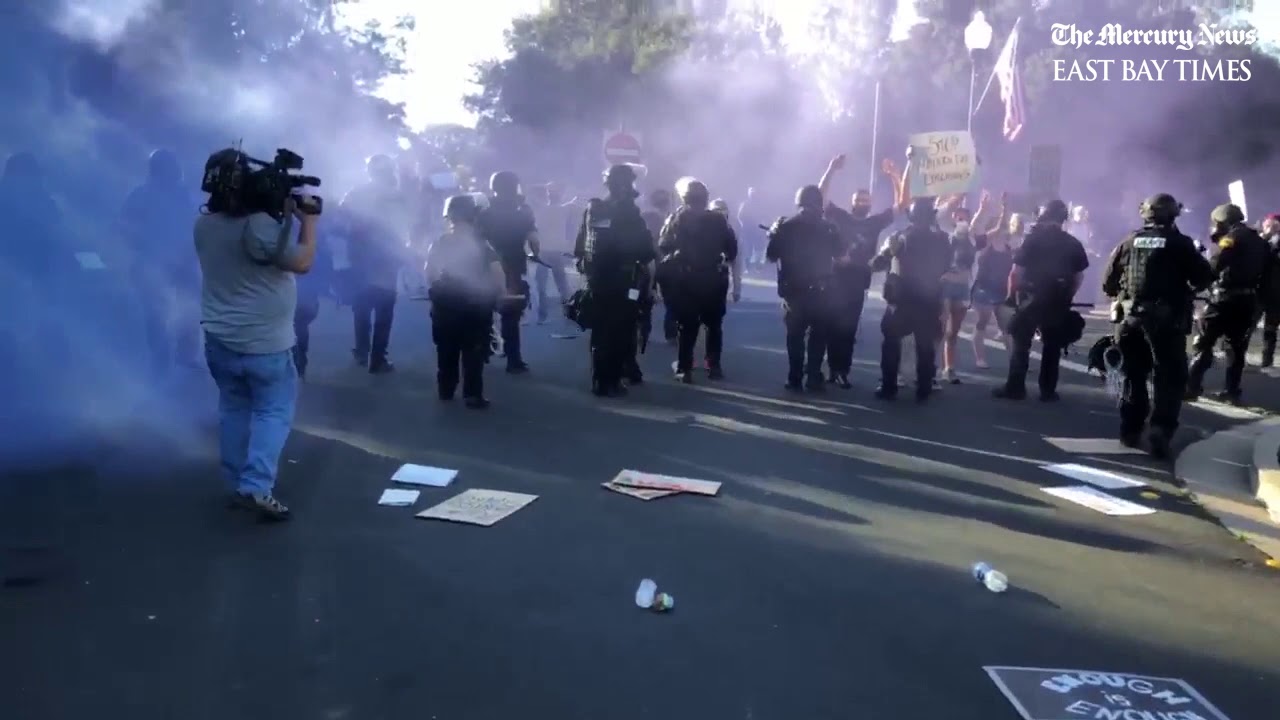 Raw Video: Protesters And Authorities Clash In Clayton - YouTube