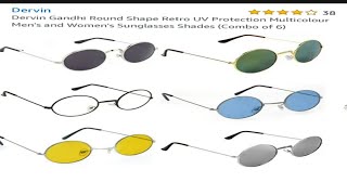 ₹444 (Combo of 6) Dervin Round Shape Retro UV Protection Multicolour Sunglasses Shades