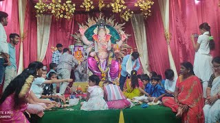 వినాయకుని మండపం దగ్గర సరస్వతి దేవి పూజ🙏🏻🙏🏻#trending #ganesh #