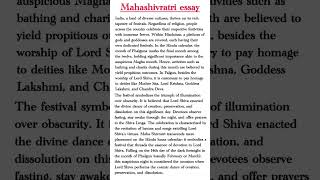 Mahashivratri essay in English/ shivepuja essay in English for kids / short essay for shiv ratri