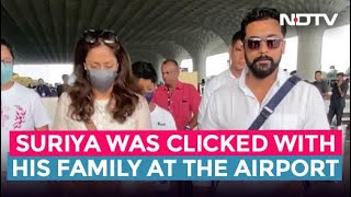 Superstar Suriya Pictured With Wife Jyothika At The Airport