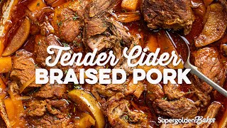 Tender Cider Braised Pork Shoulder | Supergolden Bakes