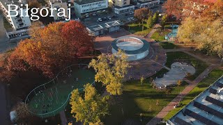 Beautiful Polish golden autumn - the city of Biłgoraj from a bird's eye view - drone DJI Mavic Air 2