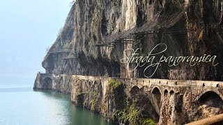 Road along the lake Iseo in Italy (strada panoramica)