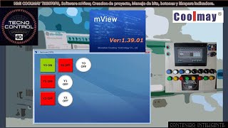 02-HMI COOLMAY TK6070FH, Software mView, Creación de proyecto, Manejo de bits, botones y lámpara.