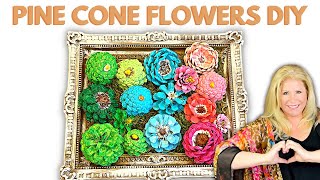 How to make Pine Cone Flowers for Spring Decor - Beautiful Pine Cone Flowers DIY