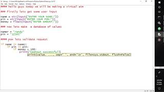 Learn how to make a virtual ATM in python in five minutes.