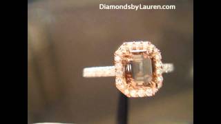 1.12ct Chocolate Brown Emerald Cut in Pink Gold Halo ring