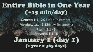 January 1 - Entire Bible in One Year (~15 min/day audio)