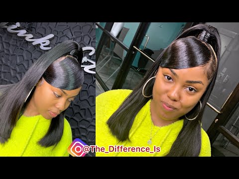 Half Up Half Dwn Side Swoop Bang Protective Quick Weave Hershow Hair Half Up Half Dwn Side Swoop Bang Protective Quick Weave Hershow Hair