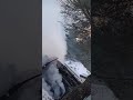 round body tahoe burnout on snowy ground until rotor catches on fire