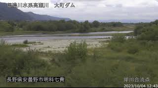 高瀬川 信濃川水系 長野県安曇野市 犀川・高瀬川・穂高川・万水川合流点 ライブカメラ (2023/10/04) 定点観測 Shinano Rive, Takase River Live Camera