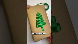 Christmas gift wrapping idea with tree ribbon #giftwrapping #giftwrappingideas