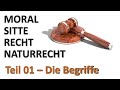 Moral, Sitte, Recht und Naturrecht Teil 1, Begriffsdefinitionen