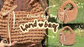 Easy crochet egg bag using t shirt yarn | Crochet Hanbag| T shirt yarn bag| Crochet Egg bag