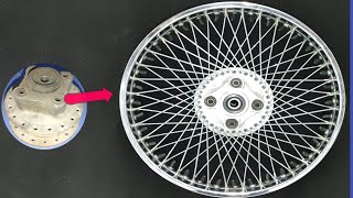 Two line 72 spoke design motorcycle wheel & hub polish