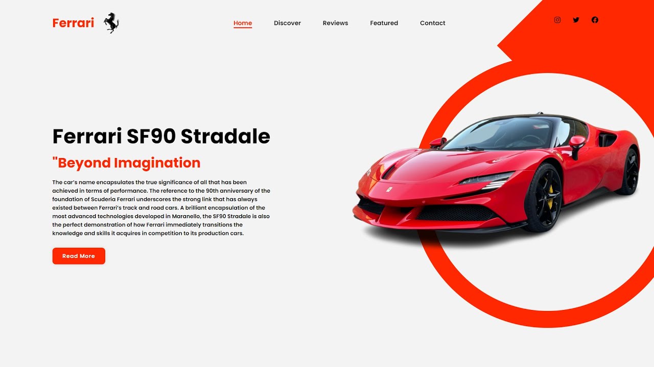 Ferrari Landing Page Website Design With HTML & CSS | Step By Step Web ...