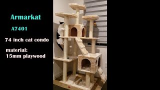 Armarkat Cat Tree Condo A7401 (74inches) - Cat reaction just after setup