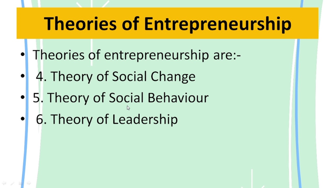 Theories Of Entrepreneurship Part 2 - YouTube