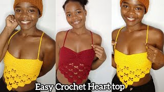 EASY CROCHET HEART CROP TOP |HEART CROCHET TOP FOR BEGINNERS