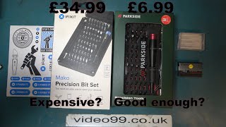 LIDL Parkside Precision Toolkit £6.99 vs IFIXIT Mako Precision Bit Set £34.99