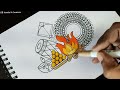 happy lohri drawing with mandala art lohri drawing how to draw mandala art @vennilaylcreations