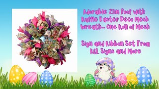 How to Make a 21in Poof with Ruffle Deco Mesh Wreath with One Mesh Roll |Hard Working Mom