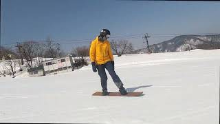 Spring carving on Gerende Cutter 159, Kijimadaira Ski Resort Nagano Japan