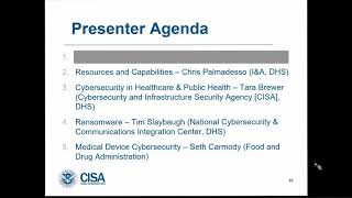 CISA Webinar: Cybersecurity Threats to the Health Sector
