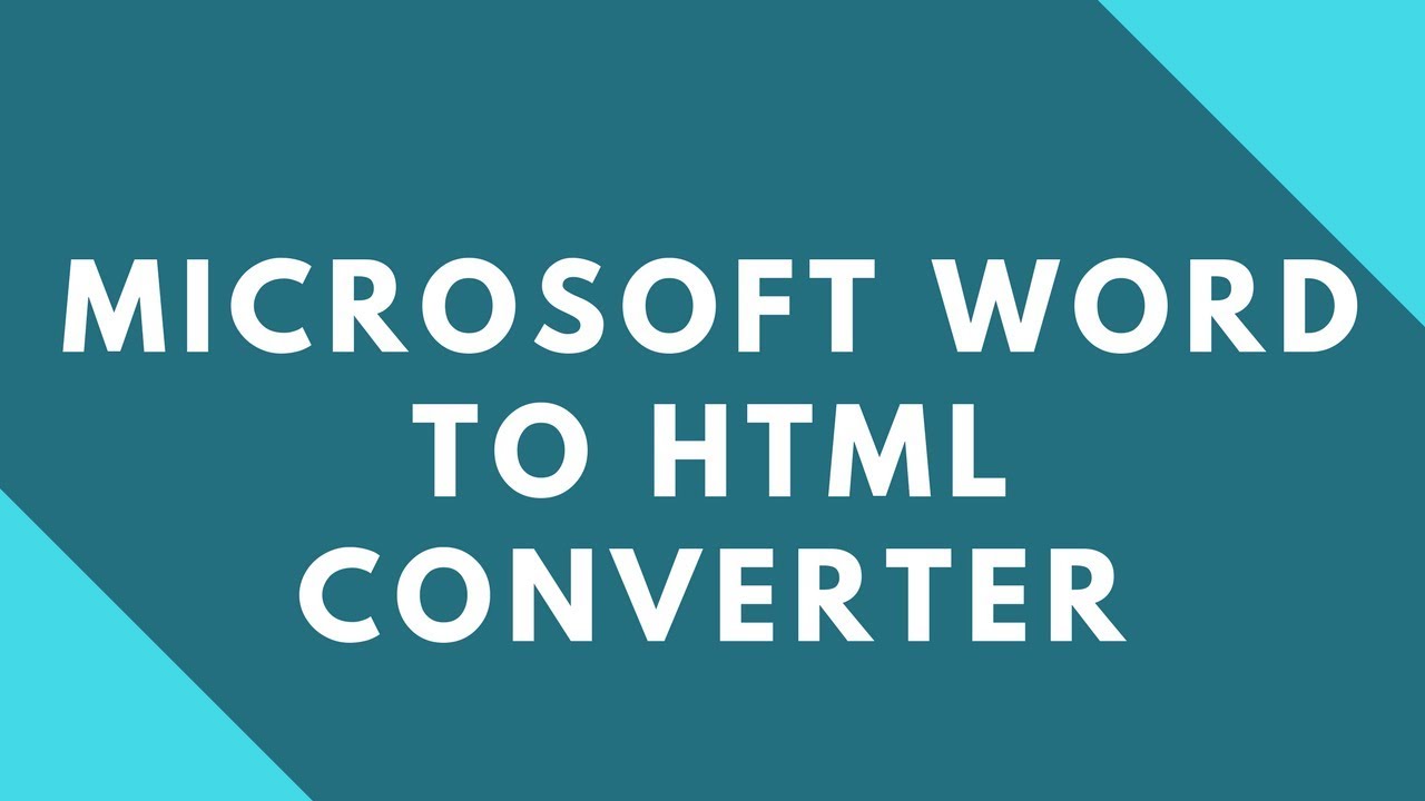 How To Convert Word Document To Html ? - YouTube