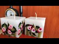 How To Paint a Candle | Christmas Candles Painting Tutorial | Decorate Candle with One Stroke Roses