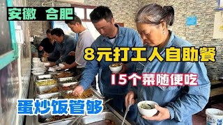 安徽合肥，8元打工人快餐，15个菜随便吃蛋炒饭管够，物价太感