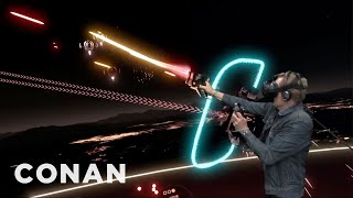 YouTube VR Lab Outtake: Conan Plays "Space Pirate Trainer" | CONAN on TBS