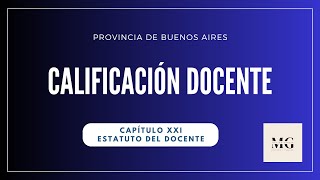 Calificación del Personal Docente  - Docentes PBA - Estatuto del Docente