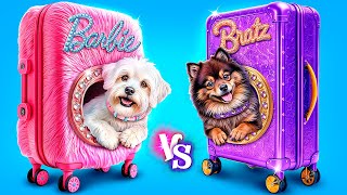 We Build a SECRET ROOM for Pets in One Color Challenge! Barbie vs Bratz!