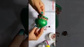 Pot Painting Idea | Kundan Art on Clay Pot#shorts