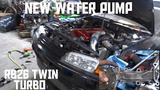 Installing a new water pump on the rb26 skyline