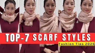 The 7 stylish ways to tie a scarf in 2025 | Easy scarf styles for girls Part-12 #scarfwearing