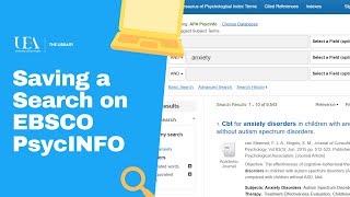 Saving a Search on EBSCO PsychInfo