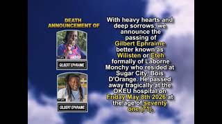 Gilbert Ephraime ~ Short Obituary