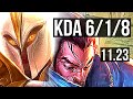 KAYLE vs YASUO (MID) | 6/1/8, 300+ games, Dominating | EUW Master | 11.23