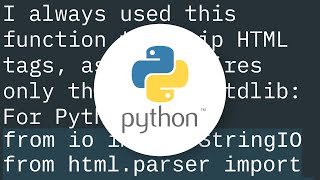Strip HTML from strings in Python